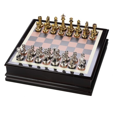 Hight Quality Metal Chess and Wooden Chess Board Table Set